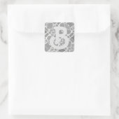 Grijs Witte Stenen Tegels Mozaïek Custom Monogram  Vierkante Sticker (Tas)