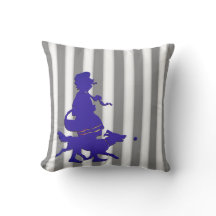 Grijs & Witte Streep Kind & Hond Blauw Silhouet