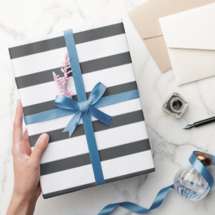 Grijs Witte Strepen Cadeaupapier