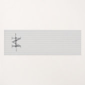 Grijs & Witte Strepen Monogram Naam Yogamat (Voorkant (horizontaal))