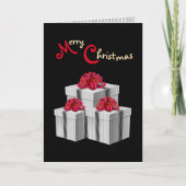 Grijs Witte Strepen Rode Strik Cadeauboxen op Zwar Kaart (Voorkant)