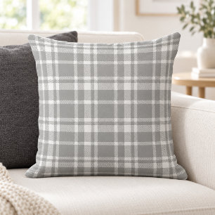 Grijs Witte Tartan Plaid Patroon Kussen