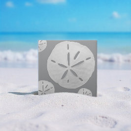 Grijs & Witte Tropische Strand Zand Dollar Tegeltje