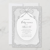 Grijs & Witte Vintage Baby Shower Kaart (Voorkant)