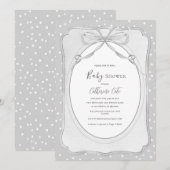 Grijs & Witte Vintage Baby Shower Kaart (Voorkant / Achterkant)