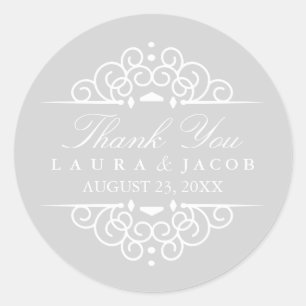Grijs & Witte Vintage Rol Wedding Sticker