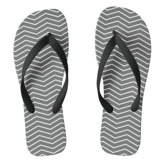 Grijs Witte Zigzag Golfpatroon Flip Flops (Voetbed)