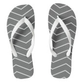 Grijs Witte Zigzag Golfpatroon Teenslippers (Voetbed)