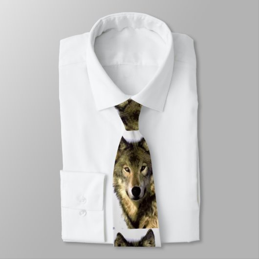 Grijs Wolf Portrait Stropdas (Gebonden)