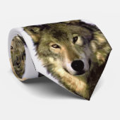 Grijs Wolf Portrait Stropdas (Opgerold)