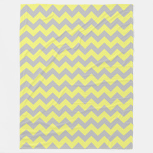 Grijs Zachte Gele Chevron Patroon Fleece Deken