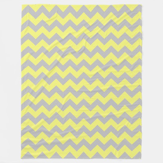 Grijs Zachte Gele Chevron Patroon Fleece Deken (Voorkant)
