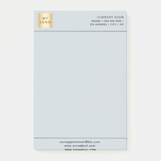 Grijs zakelijk logo briefhoofd post-it® notes (Voorkant)