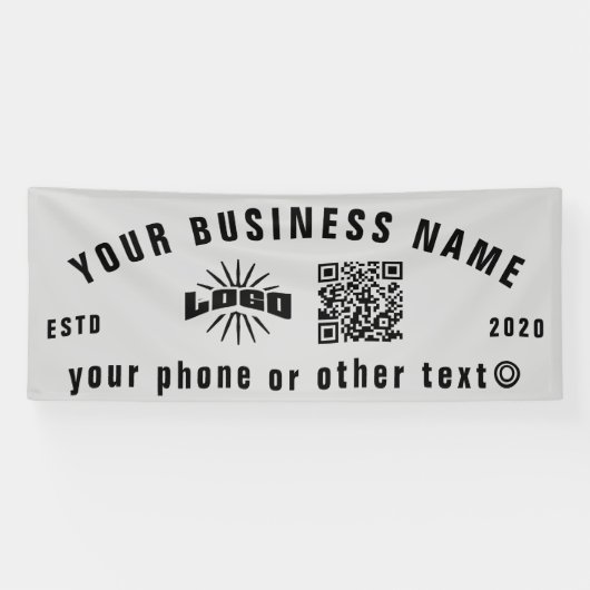 Grijs Zakelijk logo Qr-code openlucht 10 ' lang Vi Spandoek (Horizontaal)