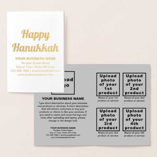 Grijs Zakelijk Merk op Chanoeka Folie Kaart (Display)