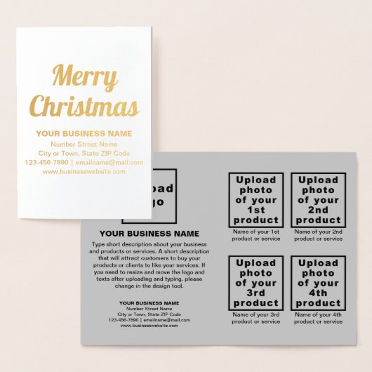 Grijs Zakelijk Merk op Kerst Folie Kaart (Display)