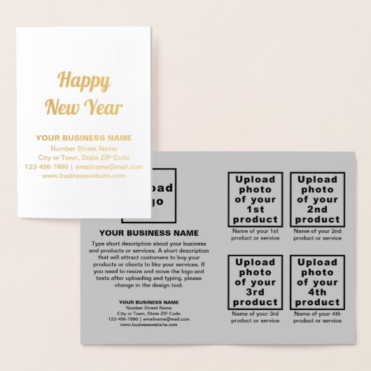 Grijs Zakelijk Merk op Nieuwjaar Folie Kaart (Display)