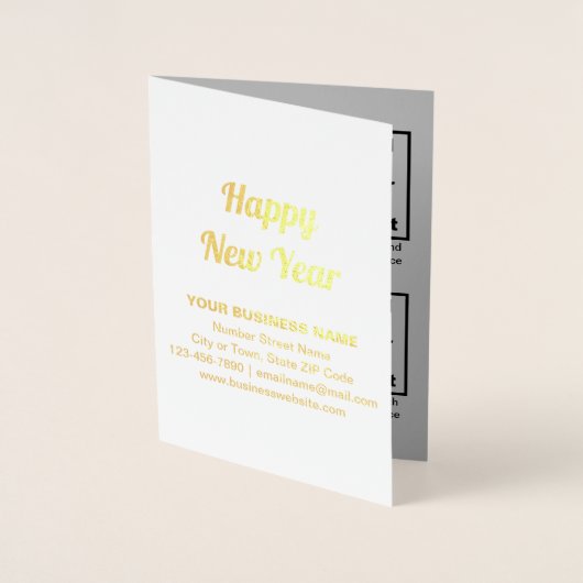 Grijs Zakelijk Merk op Nieuwjaar Folie Kaart (Voorkant)