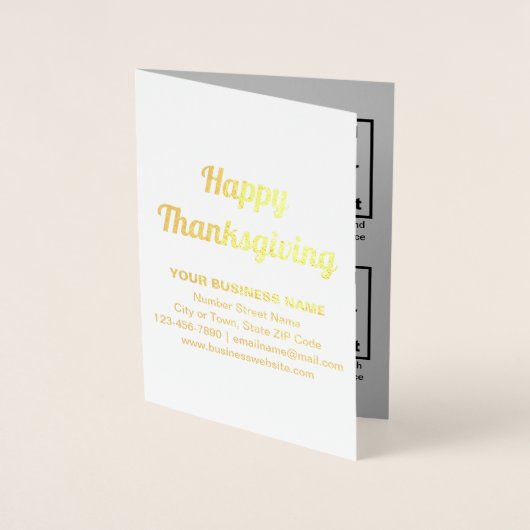 Grijs Zakelijk Merk op Thanksgiving Folie Kaart (Voorkant)