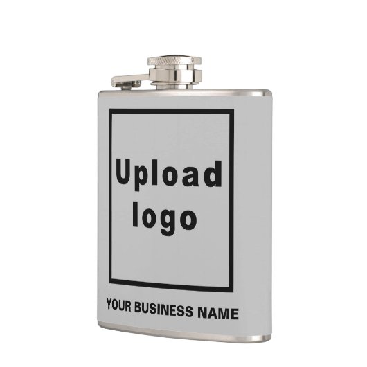 Grijs Zakelijk Merk op Vinyl Wrapped Flask Heupfles (Links)