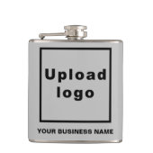 Grijs Zakelijk Merk op Vinyl Wrapped Flask Heupfles (Voorkant)