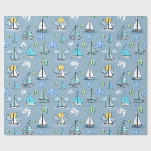 Grijs zeilboot inpakpapier (Vlak)