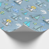 Grijs zeilboot inpakpapier (Hoek)