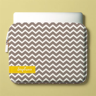 Grijs Zig Zag Chevrons Patroon Laptop Sleeve