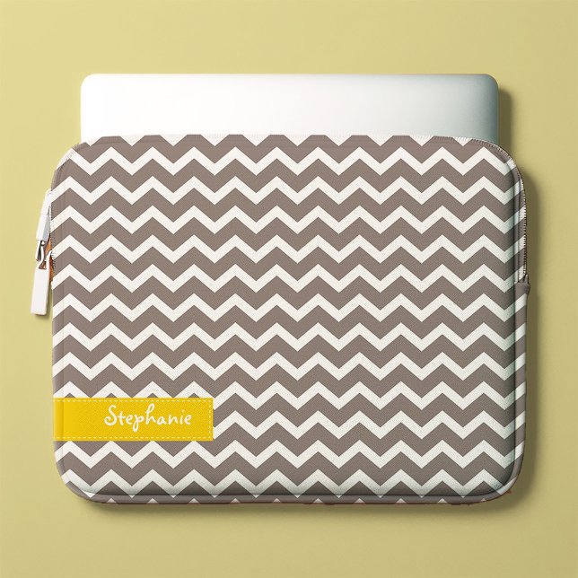 Grijs Zig Zag Chevrons Patroon Laptop Sleeve (Creator heeft geüpload)