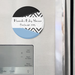 Grijs zigzag, Chevron, Zigzag Pattern, Baby shower Magneet
