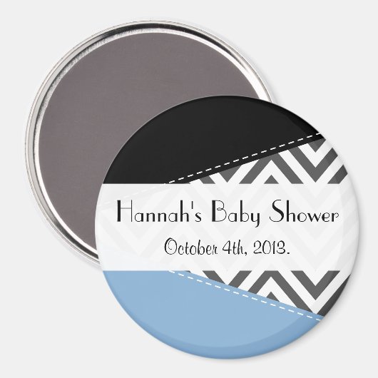 Grijs zigzag, Chevron, Zigzag Pattern, Baby shower Magneet (Voorkant / Achterkant)