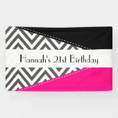 Grijs zigzag, Chevron, Zigzag Pattern, Birthday Spandoek (Horizontaal)
