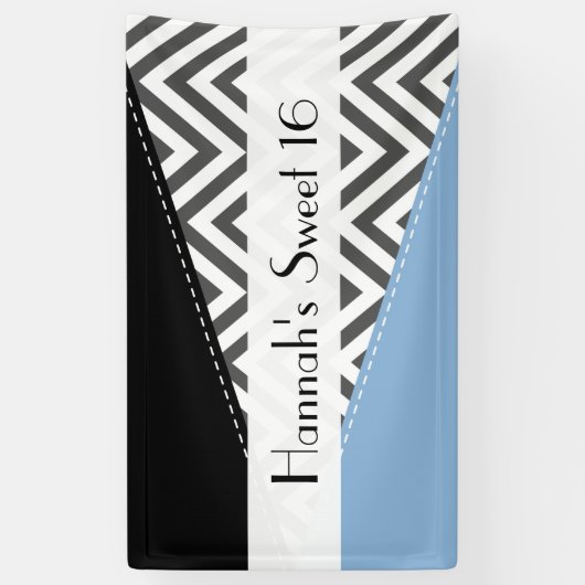 Grijs zigzag, Chevron, Zigzag Pattern, Sweet 16 Spandoek (Verticaal)