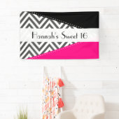 Grijs zigzag, Chevron, Zigzag Pattern, Sweet 16 Spandoek (Insitu)