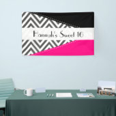 Grijs zigzag, Chevron, Zigzag Pattern, Sweet 16 Spandoek (Beurs)