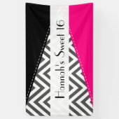 Grijs zigzag, Chevron, Zigzag Pattern, Sweet 16 Spandoek (Verticaal)