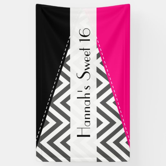 Grijs zigzag, Chevron, Zigzag Pattern, Sweet 16 Spandoek (Verticaal)