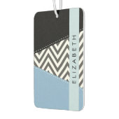 Grijs zigzag, Grijs Chevron, Blauw, Jouw naam Luchtverfrisser (Links)