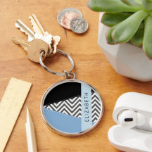 Grijs zigzag, Grijs Chevron, Blauw, Jouw naam