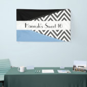 Grijs zigzag, Grijs Chevron, Blauw, zoet 16 Spandoek (Beurs)