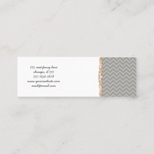 Grijs zigzag, Grijs Chevron, Geometrisch Patroon Mini Visitekaartje (Achterkant)