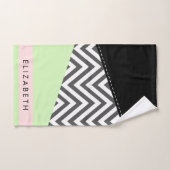 Grijs zigzag, Grijs Chevron, Mint, Jouw naam Bad Handdoek (Handdoek)