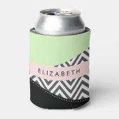 Grijs zigzag, Grijs Chevron, Mint, Jouw naam Blikjeskoeler (Blikje Voorkant)