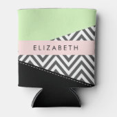 Grijs zigzag, Grijs Chevron, Mint, Jouw naam Blikjeskoeler (Voorkant)