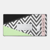 Grijs zigzag, Grijs Chevron, Mint, Jouw naam Bureaumat (Keyboard & Muis)