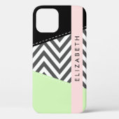 Grijs zigzag, Grijs Chevron, Mint, Jouw naam Case-Mate iPhone Case (Achterkant)