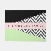 Grijs zigzag, Grijs Chevron, Mint, Jouw naam Deurmat (Voorkant)