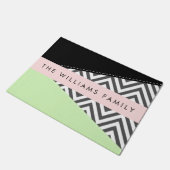 Grijs zigzag, Grijs Chevron, Mint, Jouw naam Deurmat (Schuin)