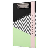 Grijs zigzag, Grijs Chevron, Mint, Jouw naam Klembord (Links)
