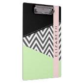 Grijs zigzag, Grijs Chevron, Mint, Jouw naam Klembord (Rechts)